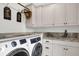 Bright laundry room with white cabinets, modern appliances, and granite countertops at 2040 Shell Ring Cir, Mount Pleasant, SC 29466