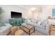 Bright living room featuring a gray sofa and stylish blue accent pillows at 260 Seven Farms Dr # 306, Charleston, SC 29492