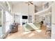 Bright living room with vaulted ceilings, fireplace, and easy access to the backyard at 2791 Gaston Gate, Mount Pleasant, SC 29466
