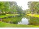 Scenic view of a lush pond surrounded by mature trees, offering a serene natural setting for residents at 2791 Gaston Gate, Mount Pleasant, SC 29466