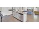 Open concept kitchen with stainless steel appliances and island seamlessly connected to the living area at 312 Greenhouse, Summerville, SC 29485