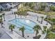 Aerial view of the community pool featuring palm trees, lounge chairs, and a spacious deck at 351 Gnarly Oak Ln, Summerville, SC 29485