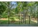 View from balcony showing a serene backyard with mature trees and green lawn at 4067 S Rhett Ave, North Charleston, SC 29405