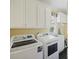 Convenient laundry room equipped with washer, dryer, and plenty of storage space at 7879 Gull Bay Dr, Awendaw, SC 29429