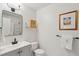 Modern bathroom features a sleek vanity, stylish mirror, and elegant fixtures, combining functionality with contemporary design at 1107 S Shadow Dr, Mount Pleasant, SC 29464