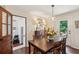 Elegant dining room features a wooden table, stylish seating, and access to a bright outdoor space at 1107 S Shadow Dr, Mount Pleasant, SC 29464