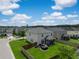 Aerial view of a home with a fenced backyard featuring a patio with outdoor lounge and a hot tub at 1301 Wild Goose Trl, Summerville, SC 29483