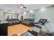 Large living room with hardwood floors, tray ceiling, recessed lights, and comfortable seating at 142 Maxwell Rd, Summerville, SC 29483