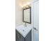 Modern bathroom featuring a vanity with a white top and rectangular sink and a frameless mirror at 1686 Hunters Run Dr, Mount Pleasant, SC 29464