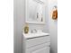 Small bathroom features white vanity with ornate soap dispenser and accents at 201 Pine Shadow Dr, Goose Creek, SC 29445