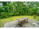 Concrete patio with wooden table in grassy backyard at 215 Bramblewood Dr, Summerville, SC 29485