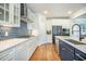 Bright kitchen boasts white cabinets, stainless steel appliances, and blue tile backsplash at 224 Wappoo Trace Ln, Summerville, SC 29486