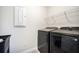 Well-equipped laundry room with modern washer, dryer, utility sink, and wire shelving at 224 Wappoo Trace Ln, Summerville, SC 29486