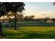 Scenic view of a golf course at sunset with golf carts in the background at 27 Watroo Pt, Daniel Island, SC 29492