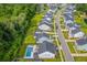 Aerial view of a neighborhood with a pool, lake, and lush green landscaping at 2710 Mcfadden Way, Johns Island, SC 29455