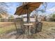 Backyard patio with outdoor seating and umbrella at 303 Gippy Dr, Summerville, SC 29486