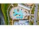 Overhead shot of a resort-style pool with ample seating, perfect for relaxation and entertainment at 312 Clearpath Dr, Summerville, SC 29486