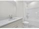 Clean, well-lit bathroom with a white vanity, quartz countertop, and a shower-tub combination at 3218 Pinewood Dr, Ladson, SC 29456