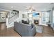 Cozy living room with a fireplace, large windows, hardwood floors, and comfortable seating at 414 Hamlet Cir, Goose Creek, SC 29445