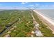 Aerial view of coastal real estate '43 Surfsong', near The Beach Club and Ocean Clubhouse, surrounded by lush trees at 43 Surfsong Rd, Kiawah Island, SC 29455