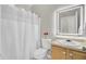 Bathroom featuring a shower and a single sink vanity with mirror at 469 Hainsworth Dr, Charleston, SC 29414