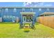 Large backyard with patio, fire pit area, and wooden fence, offering a private outdoor space at 5135 Park Creek Ave, North Charleston, SC 29418