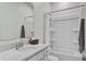 Bright bathroom featuring a white vanity with countertop and a shower-tub combo at 111 Medford St, Summerville, SC 29486