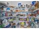 Walk-in pantry with shelves stocked with food and other household supplies at 111 Medford St, Summerville, SC 29486