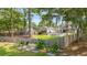 Spacious backyard with a pool, trampoline, garden beds, and a well-maintained lawn at 1607 Waterside Blvd, Moncks Corner, SC 29461