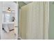Bathroom area featuring a patterned shower curtain, providing privacy and adding a decorative touch at 1634 Eider Down Dr, Summerville, SC 29483