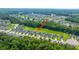 Gorgeous aerial view of new homes in a community near a pond surrounded by lush green trees at 1689 Eider Down Dr, Summerville, SC 29483