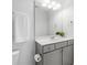 Modern bathroom featuring a vanity with gray cabinets, a white sink, and a mirror at 1928 Mossdale Dr, Johns Island, SC 29455