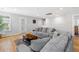 Living room with wood floors, grey sofas, a coffee table, and neutral walls at 1928 Mossdale Dr, Johns Island, SC 29455
