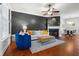 Stylish living room featuring modern furniture, a fireplace, and hardwood floors for a cozy and inviting space at 205 White Gables Dr, Summerville, SC 29483