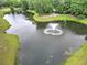 A serene pond featuring a fountain, surrounded by lush green spaces and natural landscaping at 205 White Gables Dr, Summerville, SC 29483