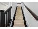 A staircase with a carpet runner and black railings leading to the upper level at 205 White Gables Dr, Summerville, SC 29483