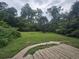 Spacious backyard with lawn, walkway and view to woods at 207 Cedar St, Saint George, SC 29477