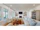Comfortable living room with a fireplace, built-in shelves, large windows, and cozy seating provides a relaxing space at 2312 Rushland Landing Rd, Johns Island, SC 29455