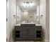 Bathroom featuring a marble vanity and dark gray cabinets at 2960 Blackfish Rd, Johns Island, SC 29455
