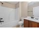 Bathroom with shower-tub combo, toilet, and vanity with sink at 3588 Bagley Dr, Mount Pleasant, SC 29466