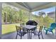 Screened in lanai with table and chairs, perfect for outdoor dining and relaxation at 5541 Alpine Dr, Summerville, SC 29483