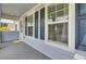 Charming porch with blue siding, white trim, black shutters, and a traditional front door at 5541 Alpine Dr, Summerville, SC 29483