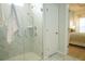 Modern shower with glass door, marble tile, and multiple shower heads, viewed from the primary bedroom at 1030 Grace Field Ave, Summerville, SC 29485