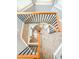 Unique staircase with wooden handrails and a modern metal design, viewed from above at 111 Long Bow Rd, Summerville, SC 29485