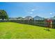 Expansive backyard with lush lawn, wood fence, and beautiful landscaping offers privacy at 113 Lebsl Ct, Summerville, SC 29483