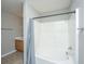 Bathroom with a tub shower and oak cabinets at 113 Lebsl Ct, Summerville, SC 29483