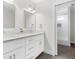 Bathroom with double vanity, marble countertop, and a shower with glass door at 1151 Camellia Dr, Mount Pleasant, SC 29464