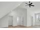 Spacious bedroom with a vaulted ceiling, ceiling fan and three interior doors at 142 Argosy Dr, Summerville, SC 29483