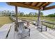 Comfortable seating under the covered area of a wooden dock, offering serene waterfront views at 156 Nobels Point St, Charleston, SC 29492
