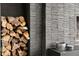 Modern fireplace features wood storage and slate surround at 156 Nobels Point St, Charleston, SC 29492